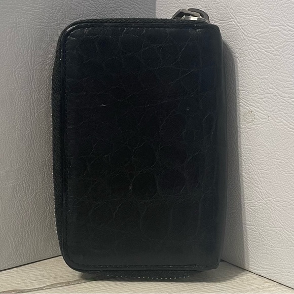 Saint Laurent Black Croc-Embossed Zip Around Card and Key Case - Picture 5 of 5